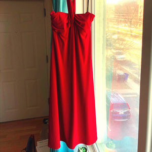 Laundry by Shelli Segal red halter evening dress
